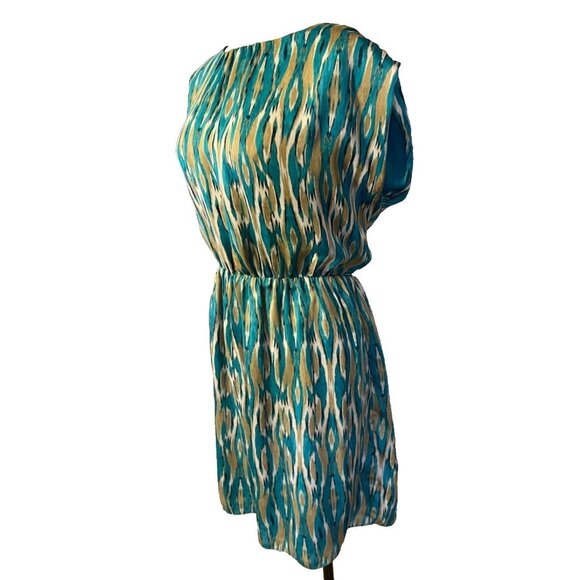 Michael Kors Dress  L Large 10 12 14 Blue Green Tan White Summer Lightweight - Picture 3 of 6